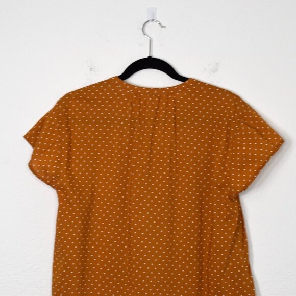 Old Navy Polka Dot Blouse Sz M Button Down Modal Blend Retro 50s Cottagecore - Picture 9 of 15